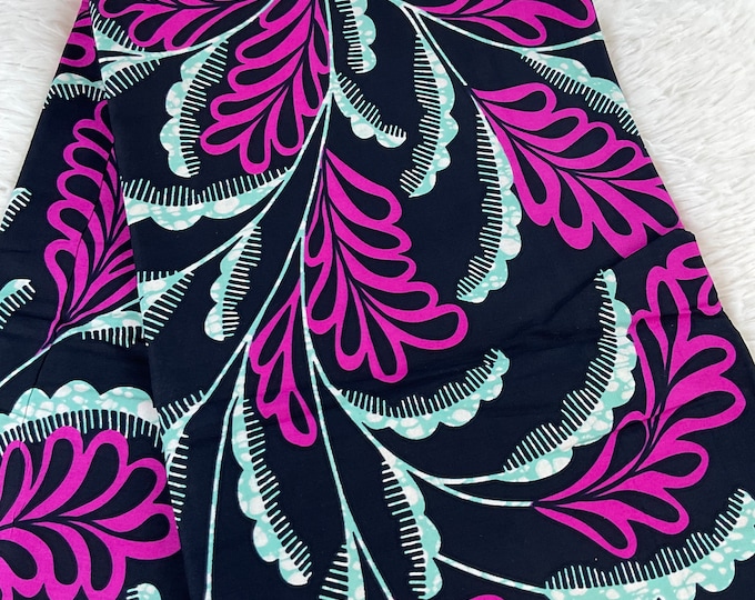 African Fabric/African Print Fabric/Ankara-Navy blue and Pink Color/ African fabric per yard/ / African Dress/MK151/Af