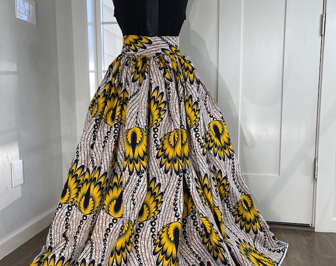 African Skirt/Ankara Skirt/Yellow and black Skirt/African Clothing/Maxi Skirt/Plus Size Dress/Gift For Her