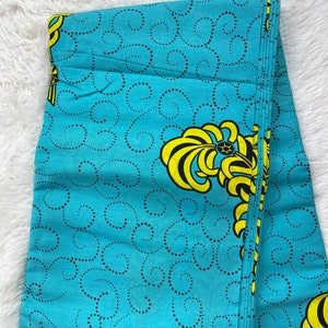 African Fabric/Ankara-Turquoise and Yellow Floral Design/African Dress/Fabric/ Gift Fir Her/Danshiki Fabric/African Print/Printed/FG88Y