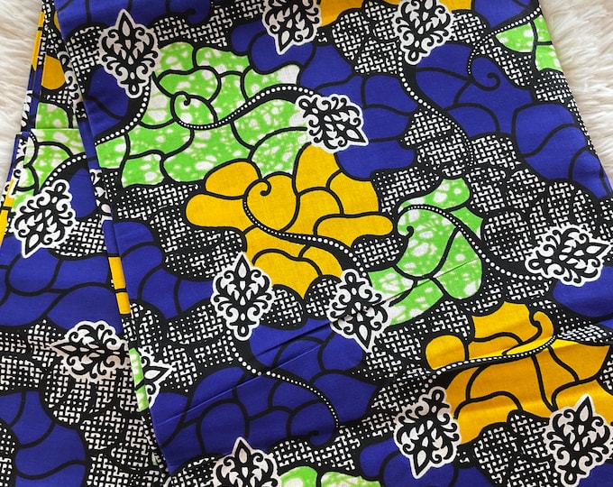 Multicolor African Fabric/African prints/ Ankara fabric/ African fabric per yard/ African fabric for crafts/ African fabri/DK09