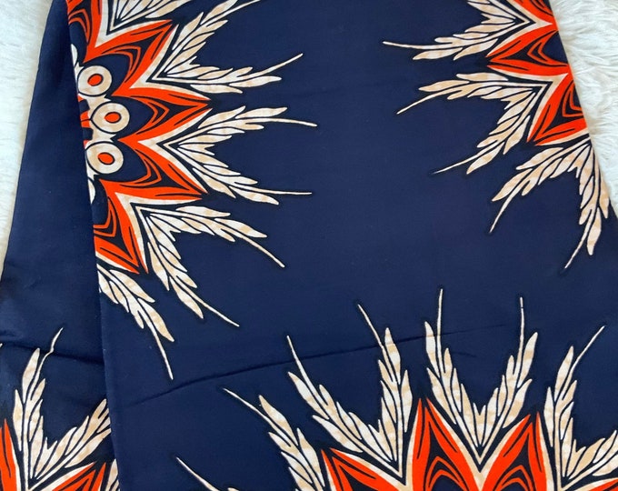 African Fabric/African Print Fabric/Ankara-Navy Blue Orang Color/ African fabric per yard/ African fabric for crafts/ African Dress/MK151/Af