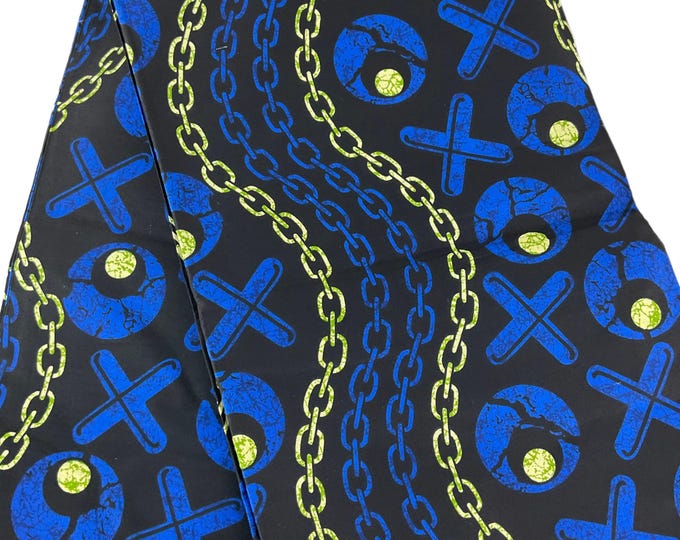 Blue Gold African Print Fabric/Ankara 6 Yard/By The Yard/Cotton Print/FG05r