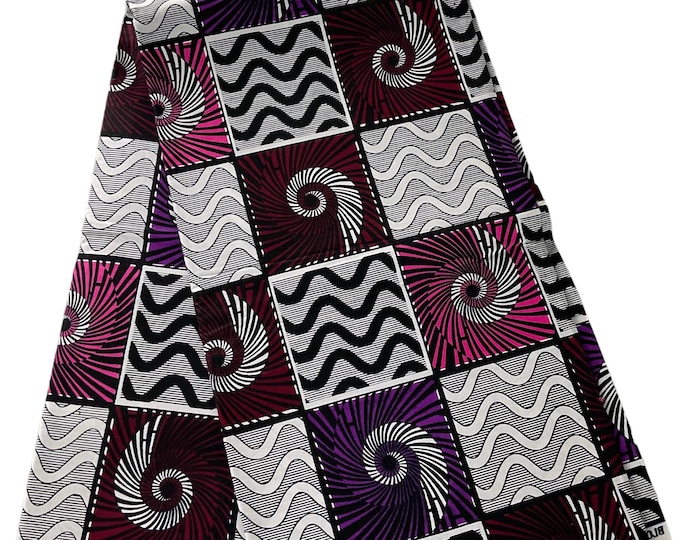 Purple White Pink African Print Fabric/Ankara 6 Yards/By The Yard/Cotton Fabric For Quilts/FG12