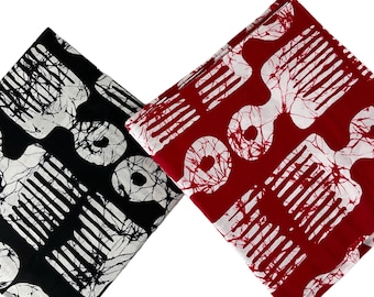 Black Red White African Print Fabrics/Anmkara 6 Yard/African Wax Print By The Yard/Cotton/MK159/