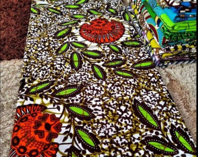 Green and black African Fabric/African prints/ Ankara fabric/ African fabric by the yard/ Wax prints/ African fabric for apparels/ Great qua