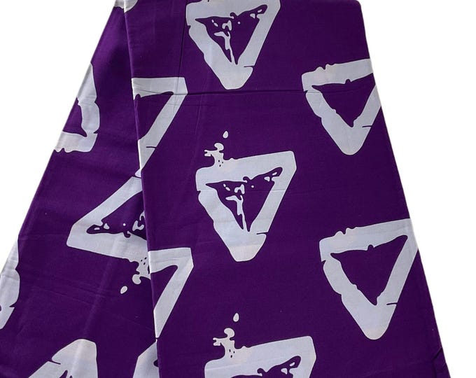 Purple White African Print Fabric/Ankara 6 Yards/Cotton Print By The Yards/Quilting Fabric/MK151/Af