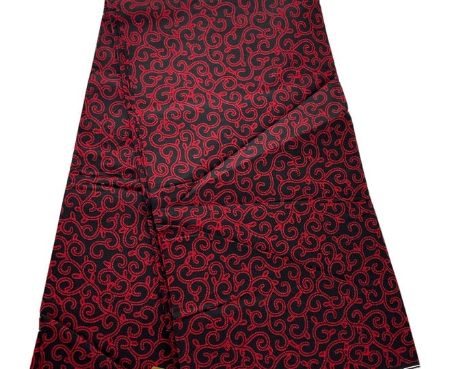 African Fabric/ African Print Fabric/African Wax Fabric/Ankara-Red and Black Fabric/Gift For Her/Fabric/DT0z