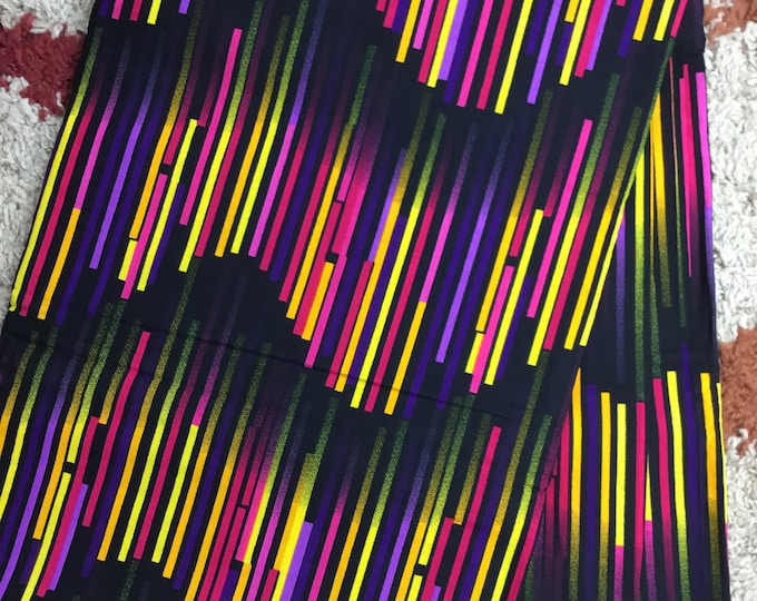 Purple & Yellow Ankara Fabric, 6 Yards with Headwrap