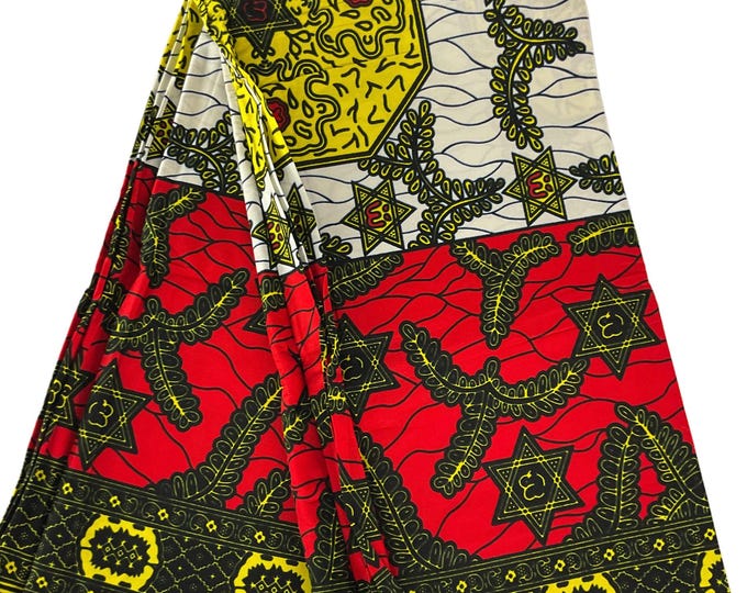 Red White African Print Fabric/Ankara 6 Yards/Cotton Print By The Yards/Tribal/MK414