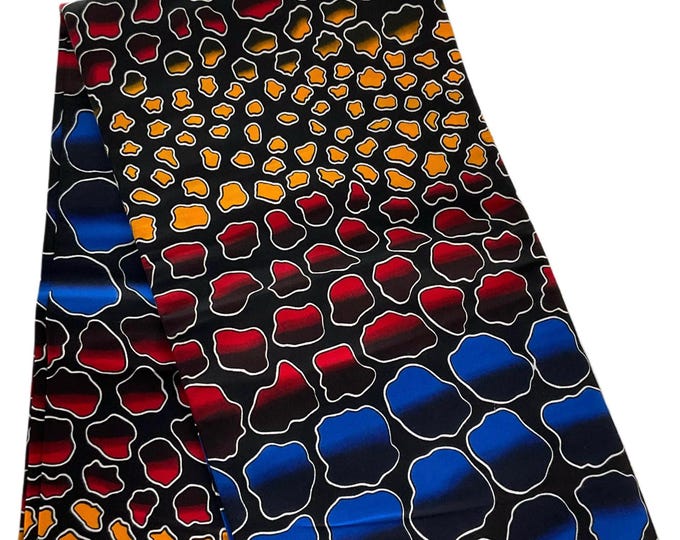 Black Red Blue Yellow African Print Fabric/Ankara 6 Yards/By The Yard/Cotton Print For Quilting/MK168/