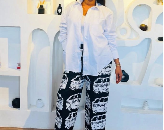 Black and White Ankara Fabric, 6 Yards with Headwrap