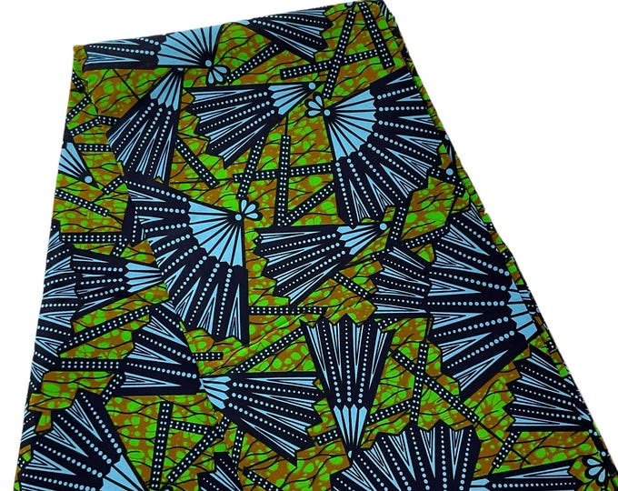 Blue Green African Print Fabric/Ankara 6 Yards/Cotton Fabric By The Yard/Quilting Fabric/MK191