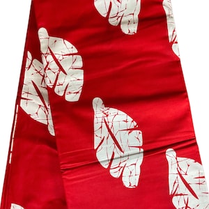 African fabric /African prints/ African fabric per yard/ African fabric for crafts/ African/MK141/Ankara-Red and White Leave Fabric