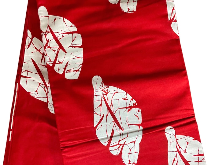African fabric /African prints/ African fabric per yard/ African fabric for crafts/ African/MK141/Ankara-Red and White Leave Fabric