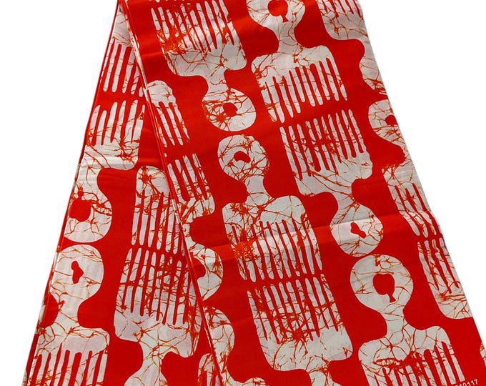 African Fabric/African prints/ Ankara fabric/ African wax/Hollandais/Orange African fabric/ African fabric 6 yards/MK908g