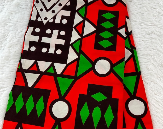 Green, Black, White Ankara Fabric, African Print Cotton, 6 Yards