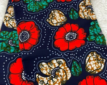Tela africana/Estampados africanos/Tela Ankara/Tela africana cortada a medida/Estampados wax/Ankara - Negro, verde y naranja /MK751