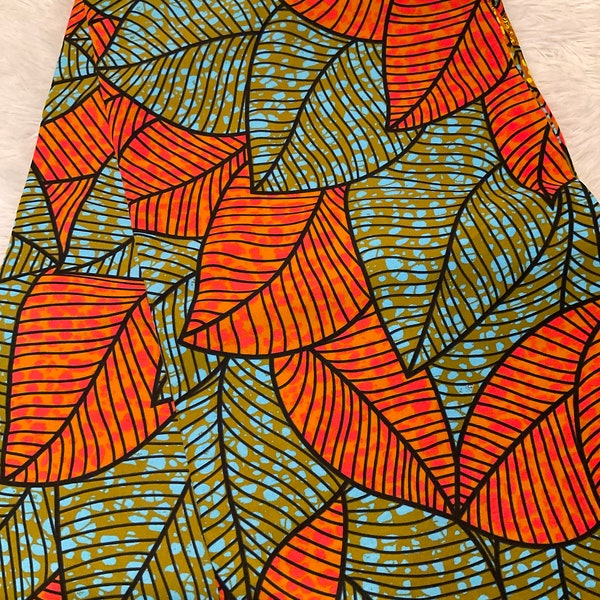 African Fabric/African Print Fabric/Ankara-Brown and Orange Floral Design/African Clothing/Gift For Her/African Fabric By The Yard/Wax/GK02