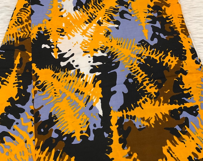 Yellow & Black Ankara Fabric, 6 Yards with Headwrap