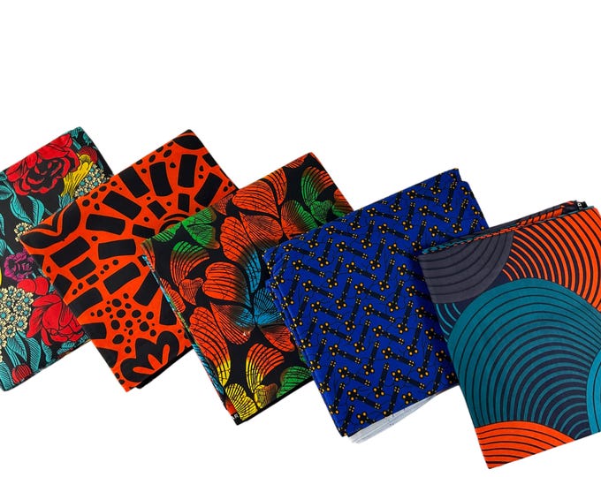 100% Cotton African Print Fat Quarters Set: Vibrant Ankara Fabric for Quilting, Crafts