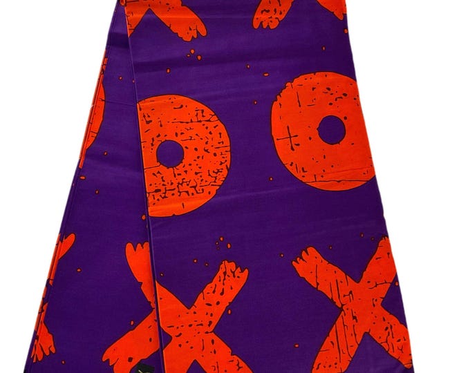 Purple Orange African Print Fabric/Ankara 6 Yards/cotton Print By The Yard/Quilting Fabric/MK411d