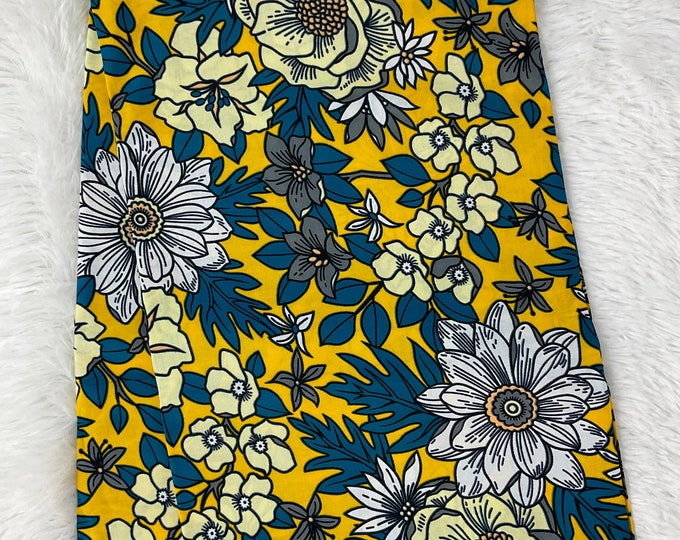 African Fabric/Ankara-Yellow Blue White Floral Fabric/African Clothings/Mudcloth/Wax/African Print/Danshiki/African Dress Fabric/DK34t/Triba