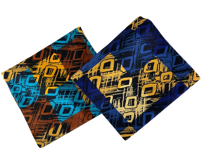 African Fabric /Ankara-Turquoise Blue Cream Fabric/African Wax Print /MK43kt/Fabric Bundles/African Clothing/Native/Tribal Print/Kente/