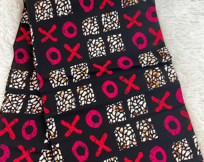 African Fabric/African prints/ Ankara fabric/ African fabric by the yard/ Wax prints/ African fabric for apparels/MK710/RED and Black Fa