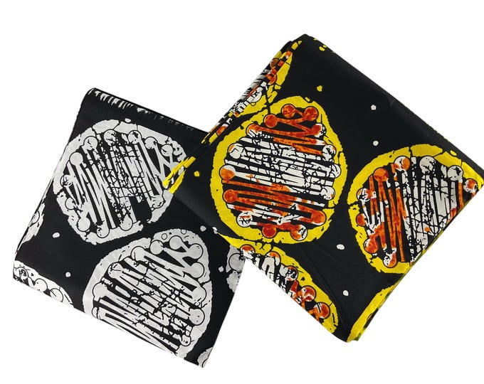 Black Yellow White African Print Fabric/Ankara 6 Yards/By The Yard Cotton Fabric/African Clothing For Crafts/MK707M