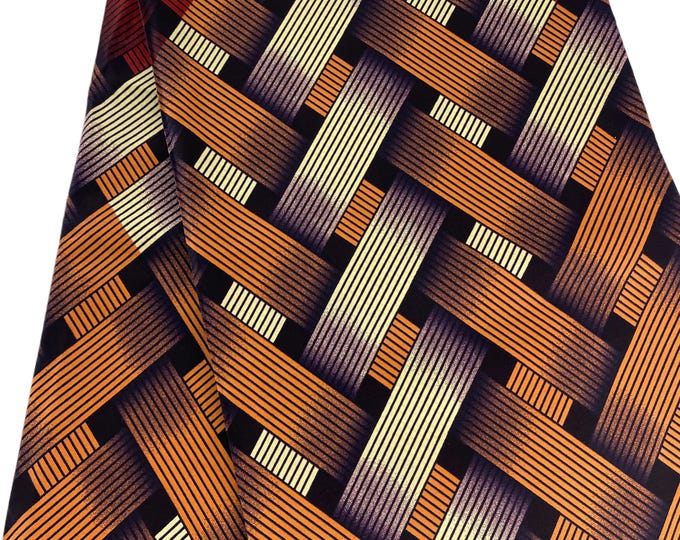Brown African Wax Print Fabric – 6 Yards Cotton Fabric with Headwrap