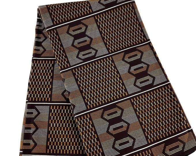 Brown African Print Fabric/Akwete Fabric/Ankara Fabric/100% Cotton/By The Yard/MK164