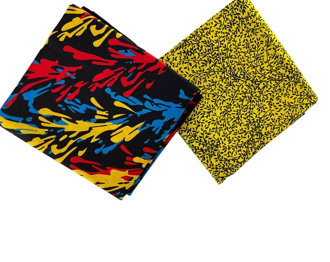African Fabric/African Wax Print/Ankara-Red Blue Yellow Color/Afric Print/African Fabric By The Yard/Mudcloth/Ethnic Fabric/MB01