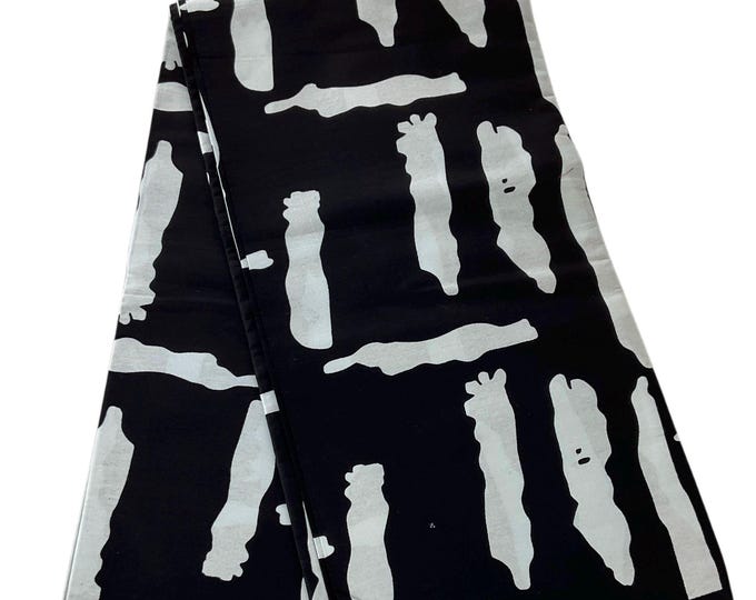 African fabric /African Wax Print/Ankara-Black White Color/Yard or WHOLESALE/MK411A/Wax Tissu/Adire/Samakaka/Kente/Mudcloths