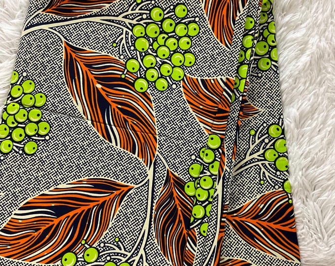 African Fabric/African Print Fabric/Ankara -Brown Green Fabric/Fabric/MK583/African wax/African Clothing/African Dress/African Art/Gift Fo