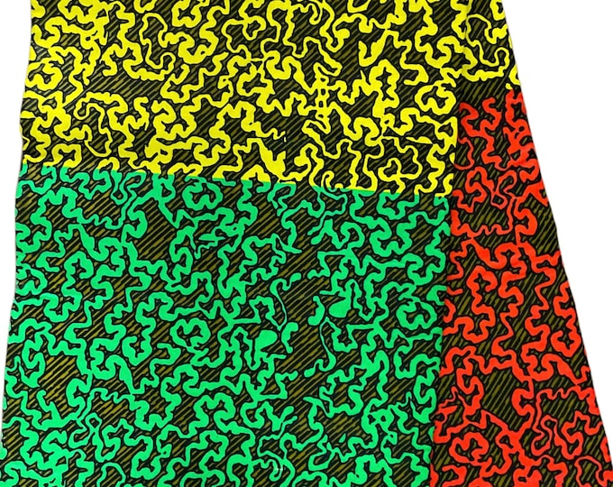 African Fabric/African Print Fabric/Ankara-Green Yellow Red Color/ African fabric per yard/ Ankara/ African Dress/MK151/Mudcloths/Kitenge