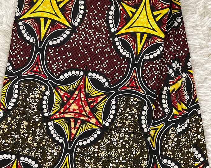 African Fabric/African prints/ Ankara fabric/ African wax/Hollandais/Chocolate brown and gold African fabric/ African fabric 6 yards/MK800