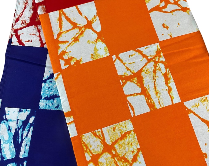 Orange Red Blue African Print Fabric/Ankara Cotton With Headwraps/ZM99A
