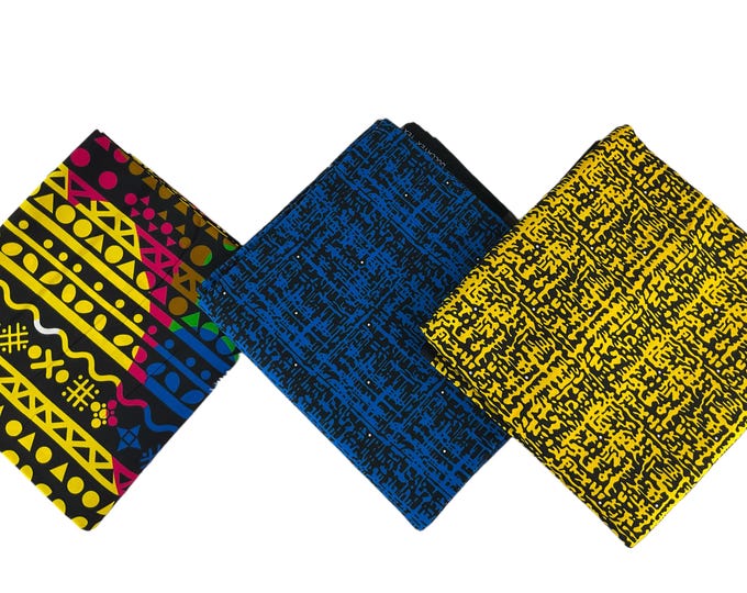 Blue Yellow African Ankara Fabrics/Ankara Print By The Yard/MK891