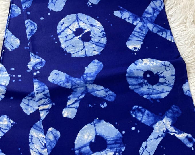 African Fabric/African Print Fabric/Ankara-Blue,White  Color/ African fabric per yard/ African fabric for crafts/ African Dress/MK151/Af