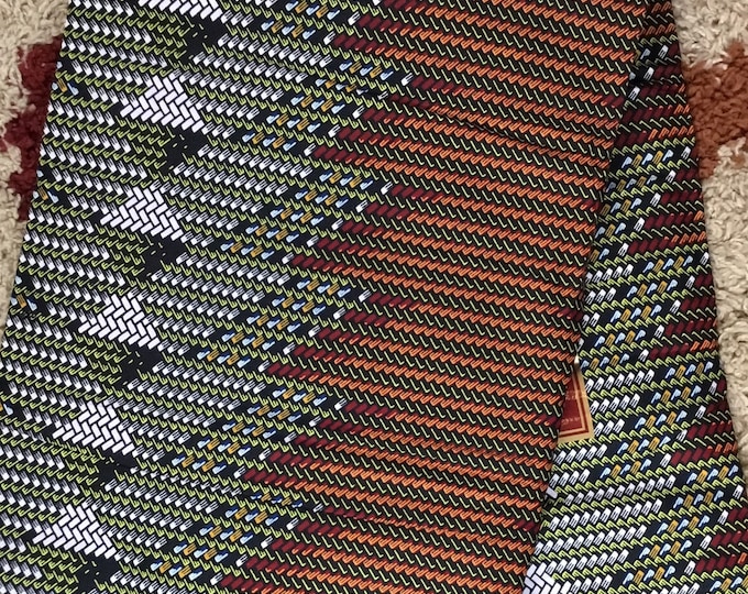 Brown African Print Fabric, 6 Yards with Headwrap