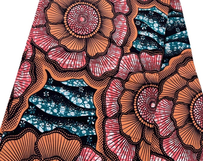 African Print Fabric: Black Caramel Design, 100% Cotton Ankara for Crafts, Clothing, Decor