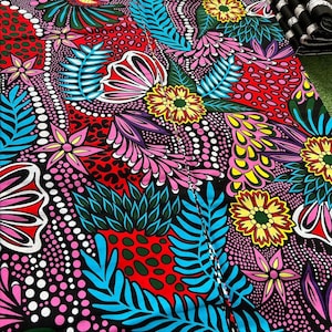 African Fabric/African Print Fabric/Ankara -Funschia Pink Fabric/Fabric/MK583/Pink and Blue Fabric