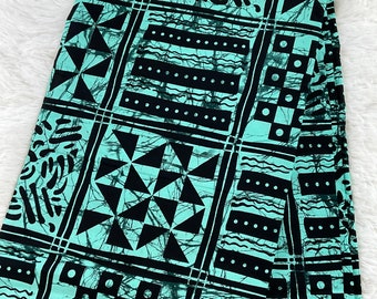 African Fabric/African Print Fabric/Ankara-Teal and Black Line Design /African Wax Fabric/Fabric/African Art/FD5