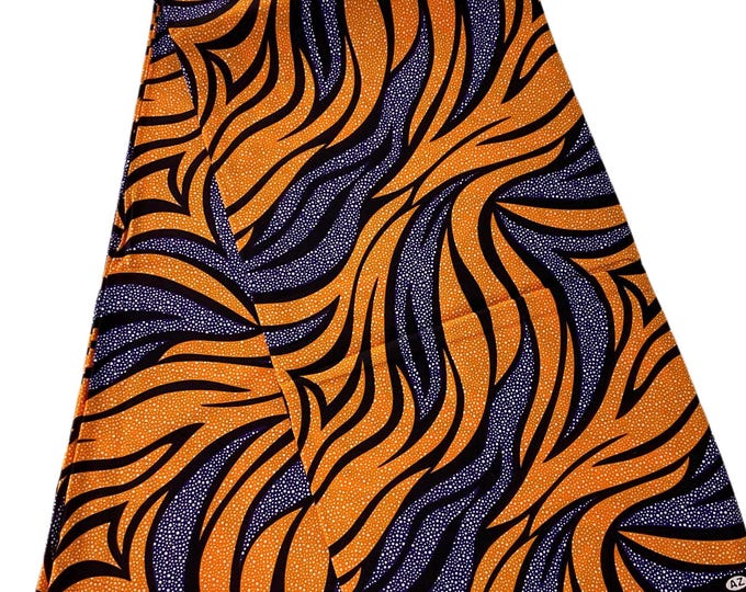 African Ankara Fabric, Purple Brown Beige Wax Print, By The Yard