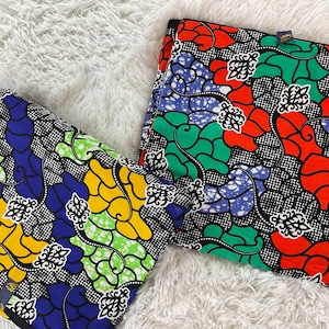 Mix and matched African Fabric/Ankara fabric/ Wax prints/ African Dress Fabric/MK431/Yellow,Blue Orange Color Fabric/Mudcloths