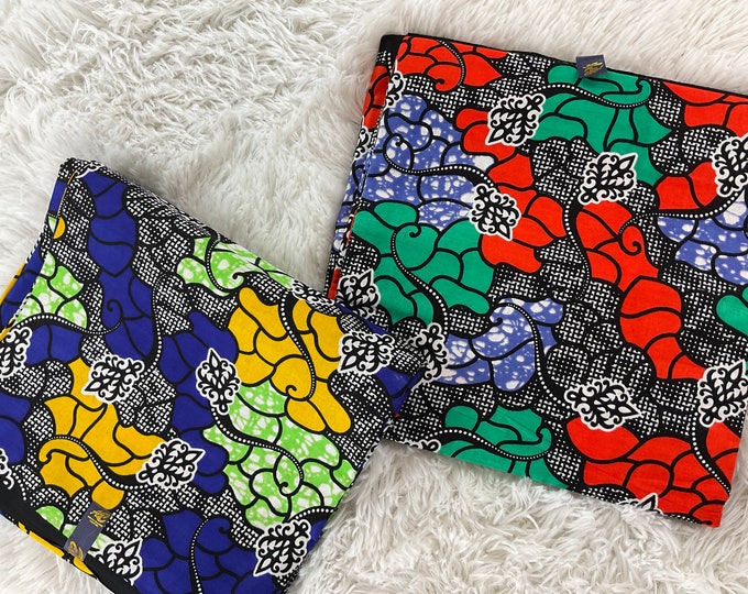 Ankara Fabric: Yellow, Blue & Orange African Wax Prints, 6 Yards