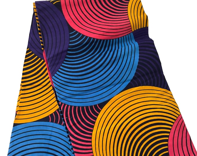 African Fabric/African Print Fabric/Ankara-Blue Pink Purple Color/ African fabric per yard/ African fabric for crafts/ African Dress/MK151/A