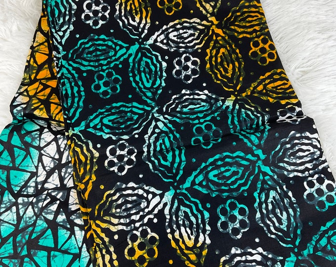 Green and orangeAfrican patched work fabric/ African prints/Wax print/ African headwrap/ African fabric for craft/ African clothing/ MK158
