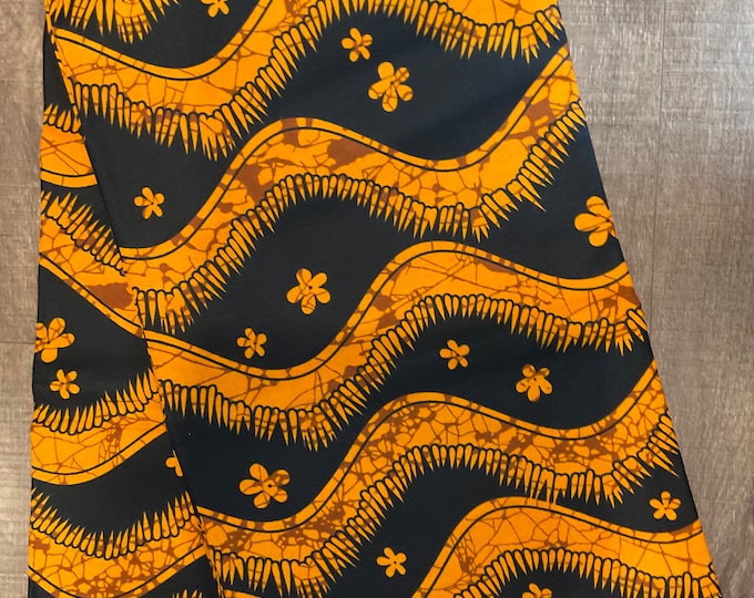 African fabric /African prints/ African fabric per yard/ African fabric for crafts/ African/MK141/Ankara-Orange and Black Fabric