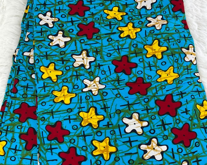 Blue African Fabric/African prints/ Ankara fabric/ Wax print/ African fabric for decor/ African fabric for crafts/AfricanFG3D